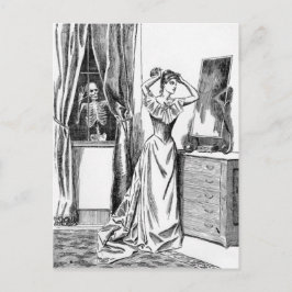 Skelet Geest Monster Victoriaanse Vrouw Briefkaart