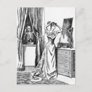 Skelet Geest Monster Victoriaanse Vrouw Briefkaart