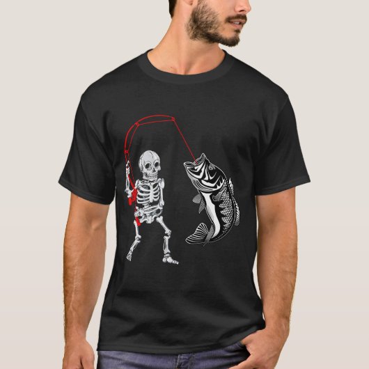 Skelet Gevist Bass Visser Halloween T-shirt (Voorkant)