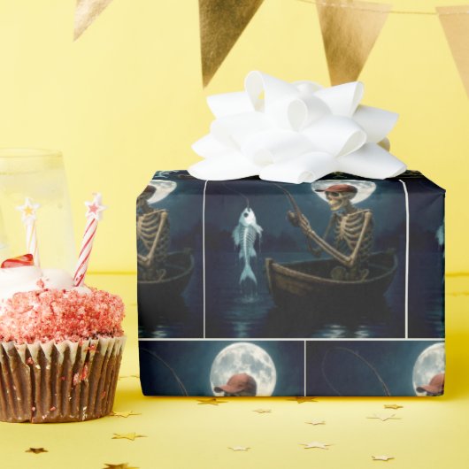 Skelet Gevist in een houten roeiboot Cadeaupapier (Verjaardagsfeest)