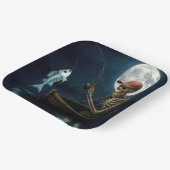 Skelet Gevist in een houten roeiboot Papieren Bordje (Gebogen)