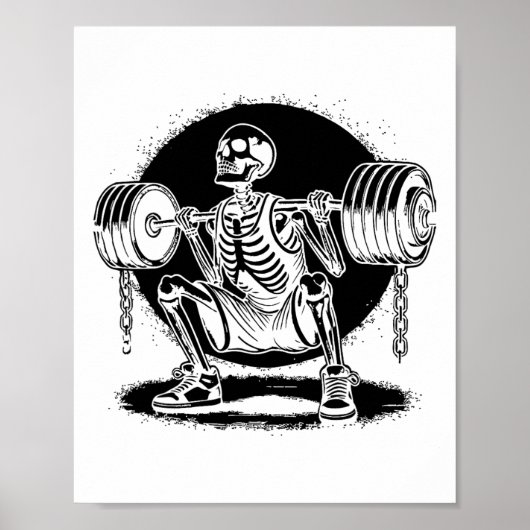 Skelet Gewichtheffen Lichaamsbouw Poster (Voorkant)