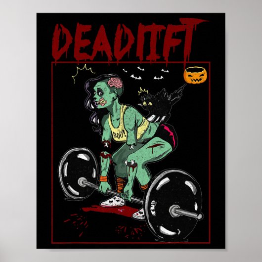 Skelet Gewichtheffer Bodybuilder Workout Fitness Poster (Voorkant)