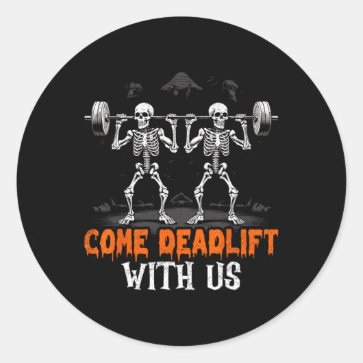 Skelet Gewichtheffer Bodybuilder Workout Fitness Ronde Sticker (Voorkant)