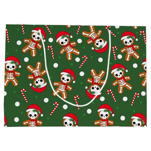 Skelet Gingerbread Man Groen Groot Cadeauzakje (Achterkant)