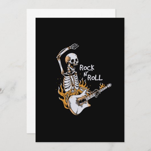 Skelet gitaar spelen met vuur bedankkaart (Voorkant / Achterkant)