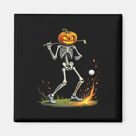 Skelet Golf Grappig Halloween Pompoen Golfen Golfe Magneet (Voorkant)