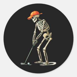 Skelet Golf Halloween Golfer Golf Speler Grappig M Ronde Sticker