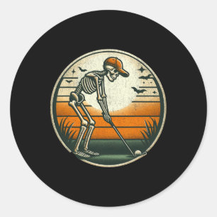 Skelet Golf Halloween Golfer Golf Speler Grappige Ronde Sticker