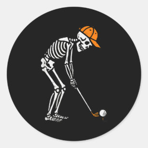 Skelet Golf Halloween Golfer Kostuum Vader Heren Ronde Sticker