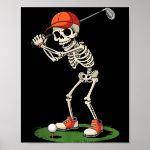 Skelet Golf Halloween Kostuum Grappige Jonge Peute Poster