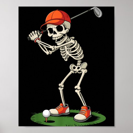 Skelet Golf Halloween Kostuum Grappige Jonge Peute Poster (Voorkant)
