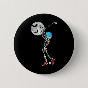Skelet Golf Spelen Golven Gelukkige Halloween Dag  Ronde Button 5,7 Cm