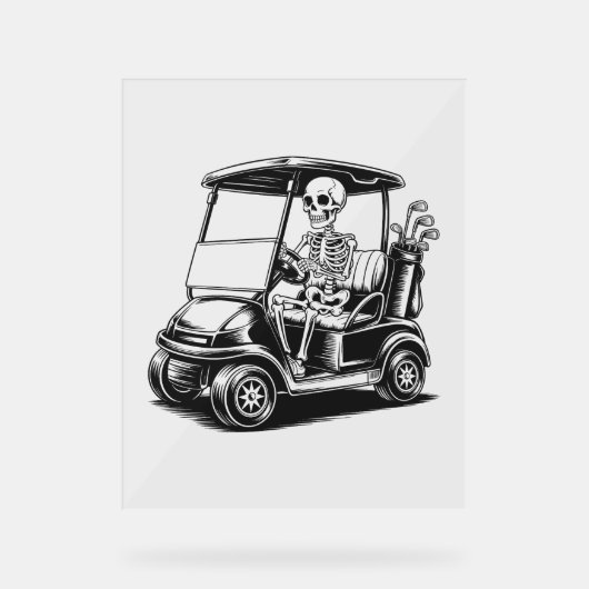 Skelet Golfer Skull Spelen Golf Acryl Bord (Voorkant)