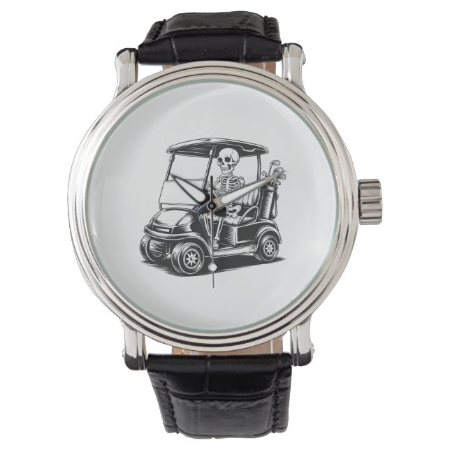 Skelet Golfer Skull Spelen Golf Horloge (Voorkant)