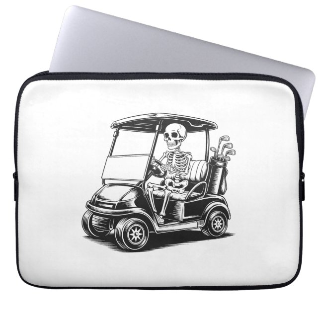 Skelet Golfer Skull Spelen Golf Laptop Sleeve (Voorkant)