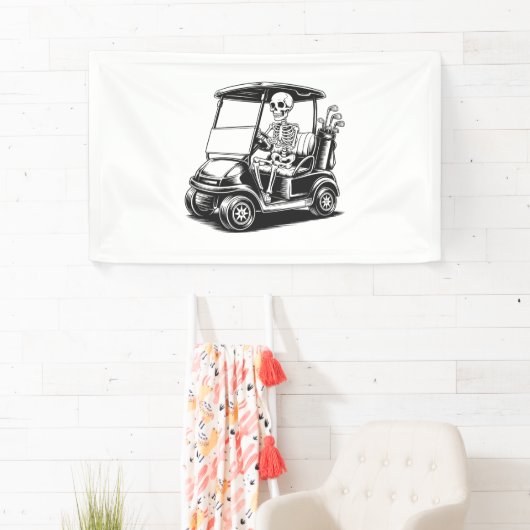 Skelet Golfer Skull Spelen Golf Spandoek (Insitu)