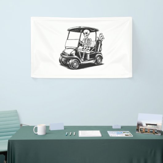 Skelet Golfer Skull Spelen Golf Spandoek (Beurs)