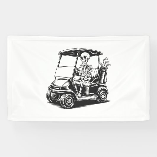 Skelet Golfer Skull Spelen Golf Spandoek (Horizontaal)