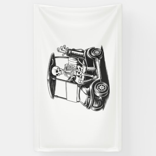 Skelet Golfer Skull Spelen Golf Spandoek (Verticaal)