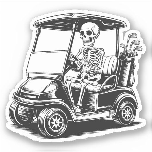 Skelet Golfer Skull Spelen Golf Sticker (Voorkant)