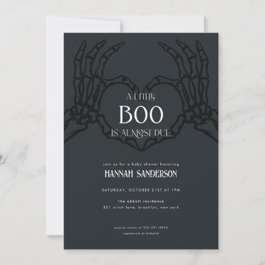 Skelet Gothic Halloween Baby shower Invitation Kaart (Voorkant)