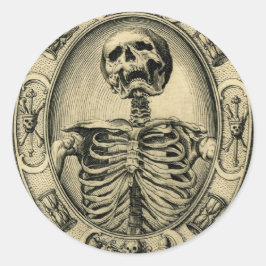 Skelet, Gothic, middeleeuws Ronde Sticker