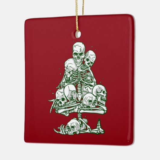 skelet gothic skull lelijke kerstboomskelet keramisch ornament (Links)