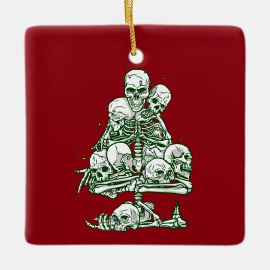skelet gothic skull lelijke kerstboomskelet keramisch ornament (Voorkant)