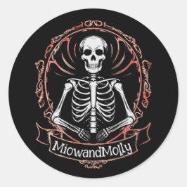 Skelet Gothic Stijl Zwarte schedel Ronde Sticker