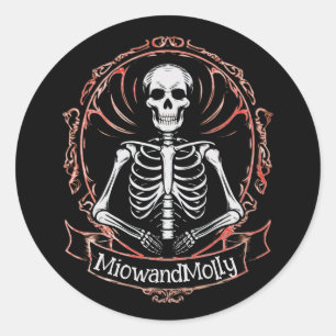 Skelet Gothic Stijl Zwarte schedel Ronde Sticker