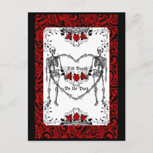 Skelet gothic tot de dood ons scheidt briefkaart (Voorkant)