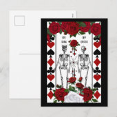 Skelet gotisch paar koningin feestdagenkaart (Voorkant / Achterkant)