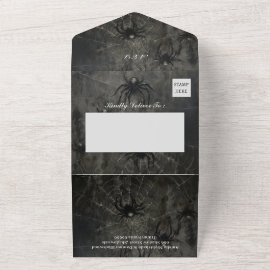 Skelet Gotische Bruiloft All In One Uitnodiging (Buitenkant)