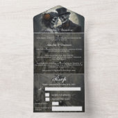 Skelet Gotische Bruiloft All In One Uitnodiging (Binnen)