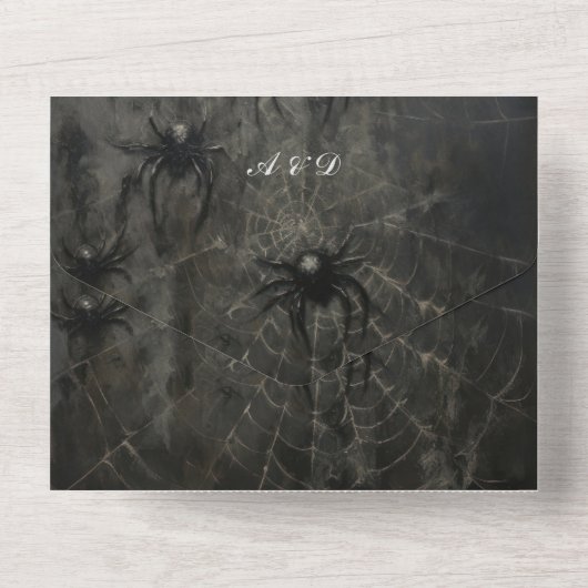 Skelet Gotische Bruiloft All In One Uitnodiging (Achterkant)