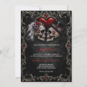Skelet Gotische Halloween Bruiloft Kaart (Voorkant)