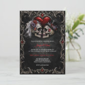 Skelet Gotische Halloween Bruiloft Kaart (Staand voorkant)