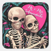 Skelet gotische trouwstickers feest gunstig leuk vierkante sticker (Voorkant)