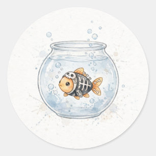 Skelet Goudvis Kom Cute Ronde Sticker