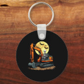 Skelet Graafmachine Besturen Halloween Bouw  Sleutelhanger (Voorkant)
