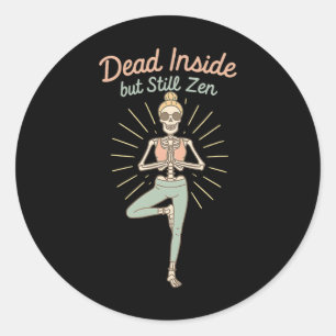 Skelet Grappige Meditatie Yoga Dood Van Binnen Mem Ronde Sticker