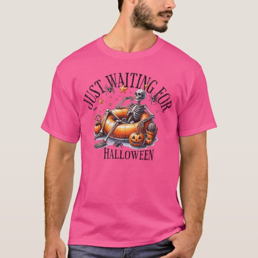 Skelet griezelige sfeer zomer grappig gewoon wacht t-shirt (Voorkant)