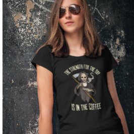 Skelet Grim Reaper Koffie Grappig Quote T-shirt