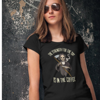 Skelet Grim Reaper Koffie Grappig Quote T-shirt