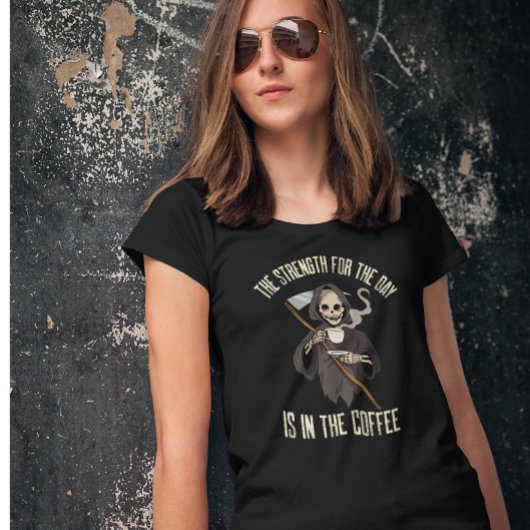 Skelet Grim Reaper Koffie Grappig Quote T-shirt