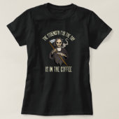 Skelet Grim Reaper Koffie Grappig Quote T-shirt (Design voorkant)