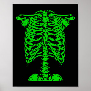 Skelet Groene Rib Kooi Bone Kostuum Halloween Gra Poster