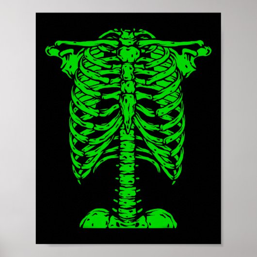 Skelet Groene Rib Kooi Bone Kostuum Halloween Gra Poster (Voorkant)