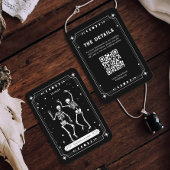 Skelet Halloween bruiloft details QR code Informatiekaartje
